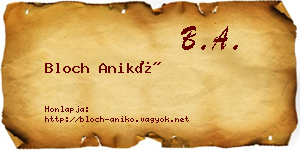 Bloch Anikó névjegykártya